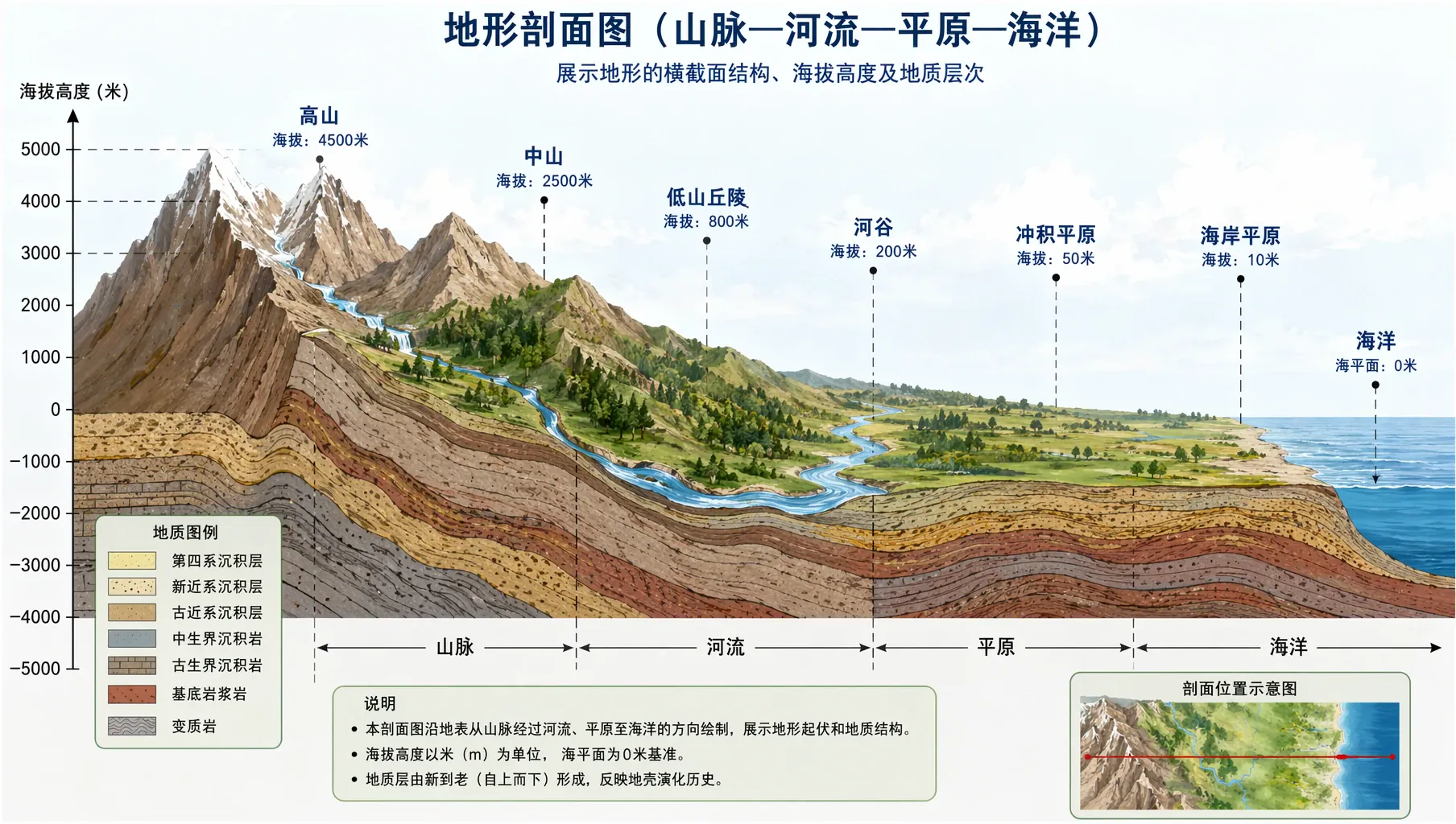 地理地形剖面图