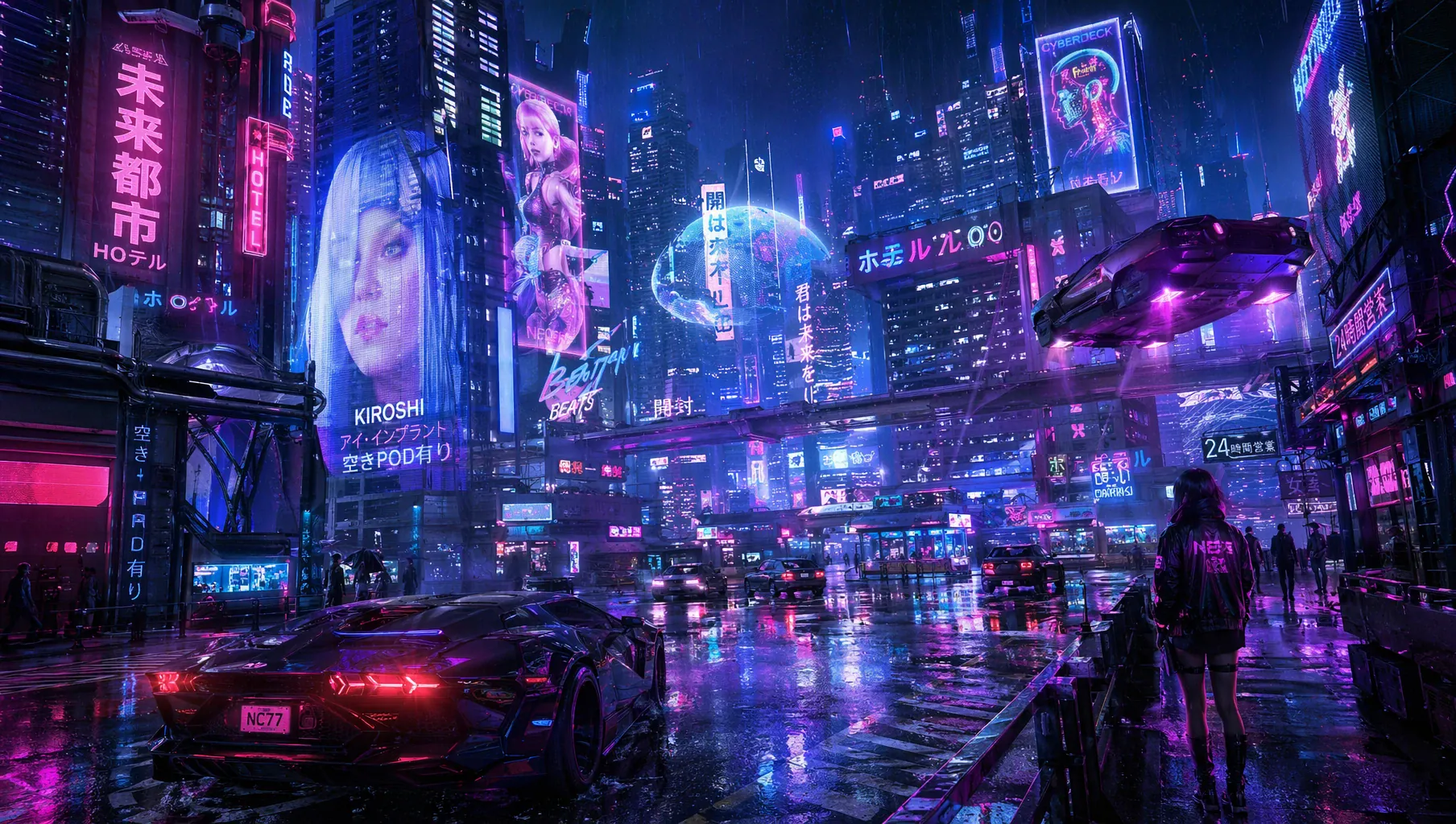 赛博朋克都市夜景